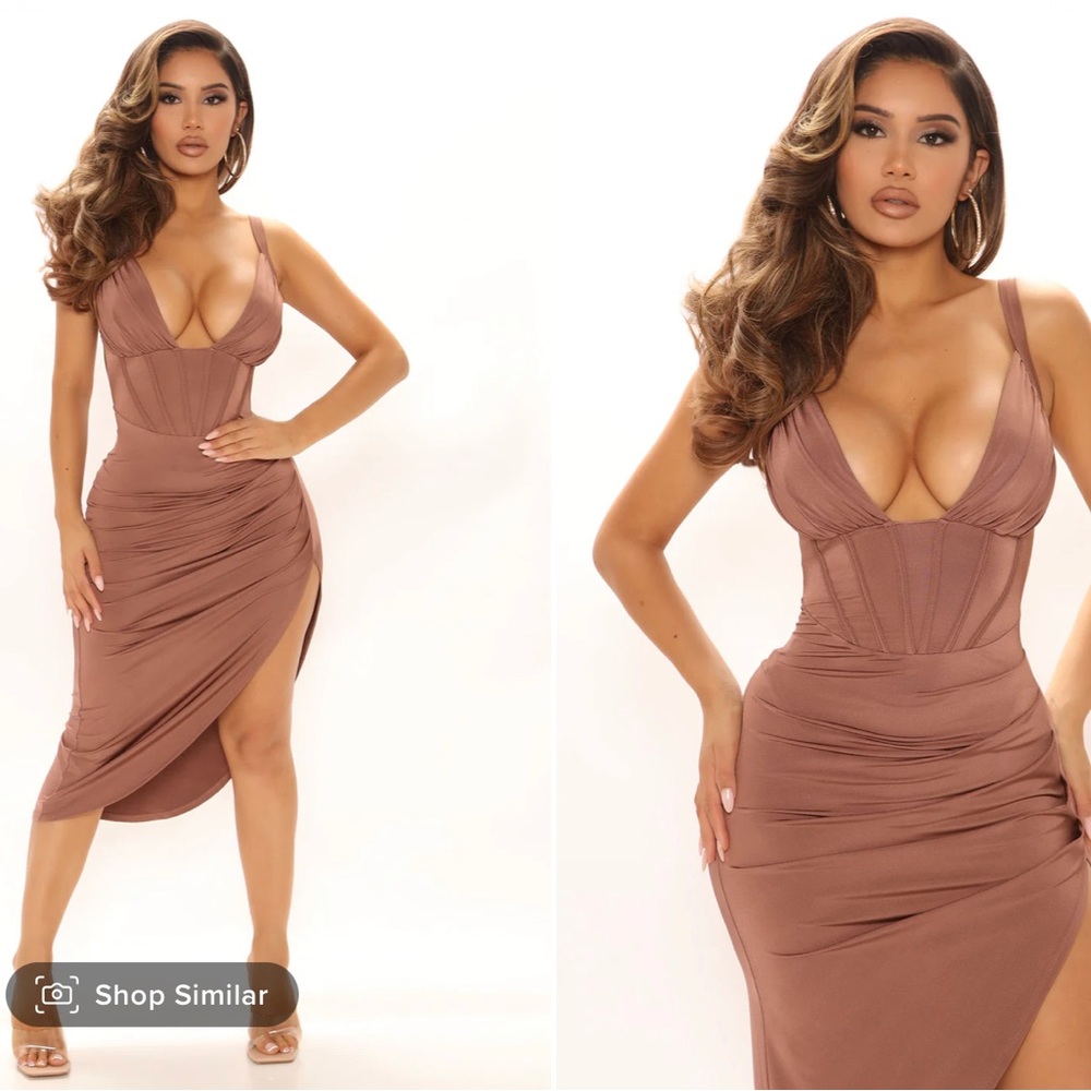 Mocha silky high low dress